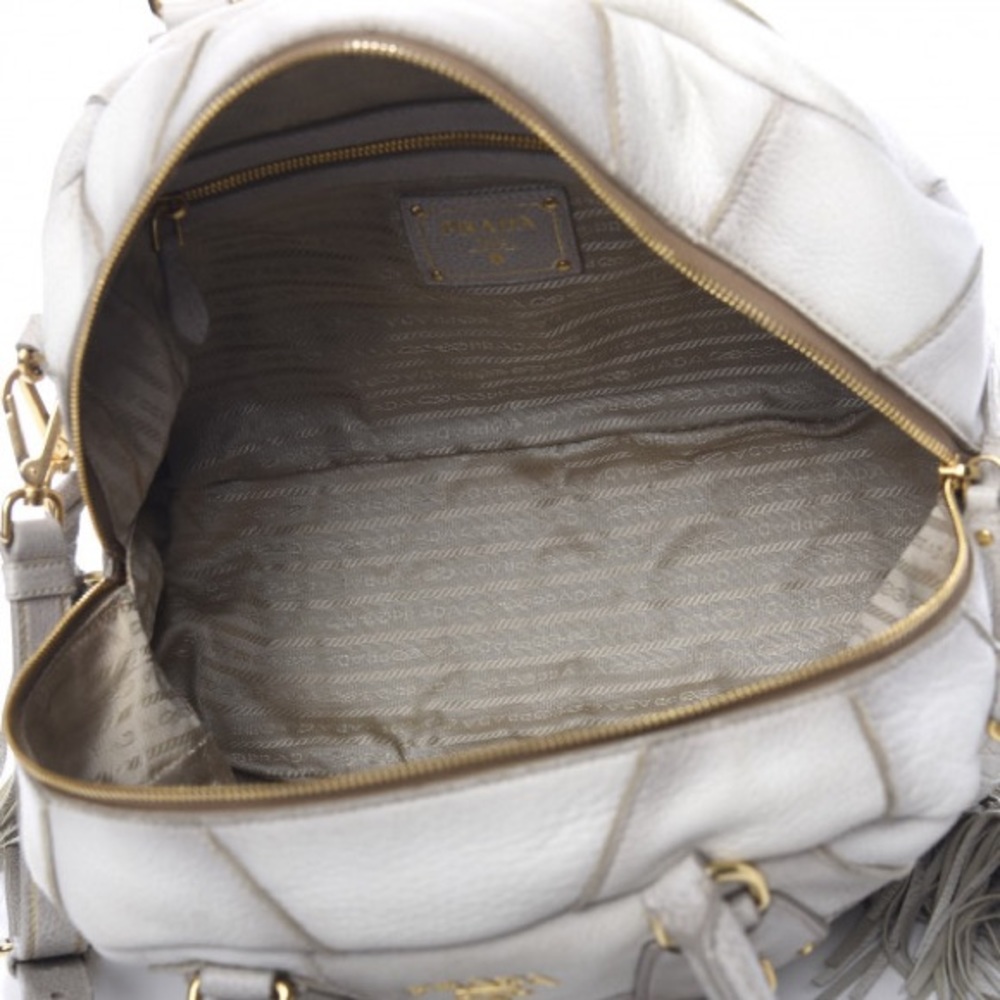 Authentic Prada Cervo Patchwork Fringe Bowler Bia… - image 8